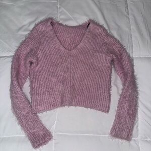 Cozy Pink V-Neck Sweater